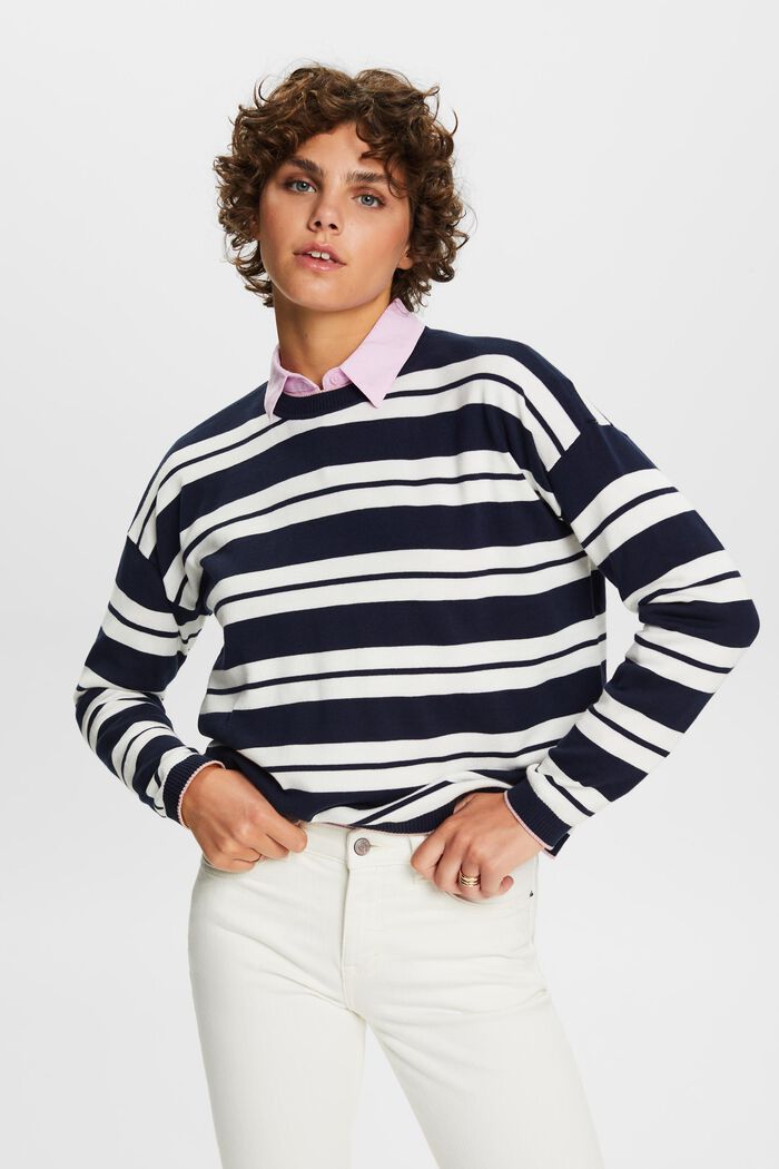 Oversized jumper, 100% cotton, NAVY, detail image number 0
