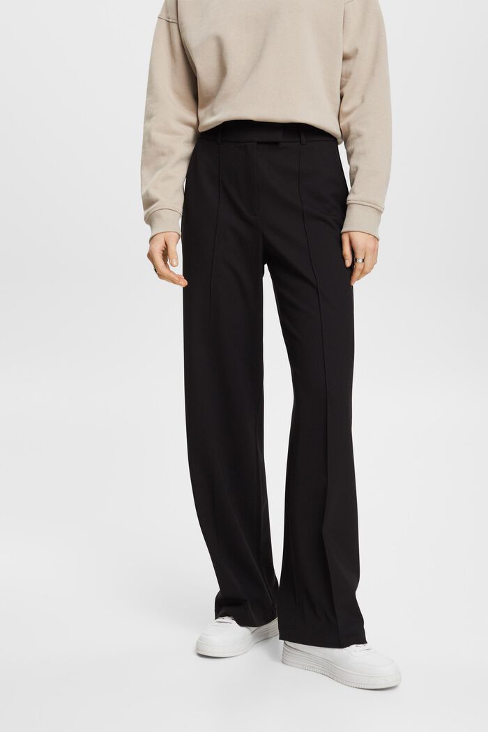 Mid-rise wide leg trousers, BLACK, detail image number 0