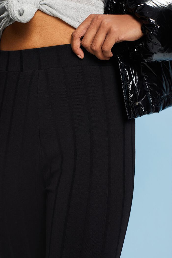 Ribbed Jersey Flared Pants, BLACK, detail image number 2