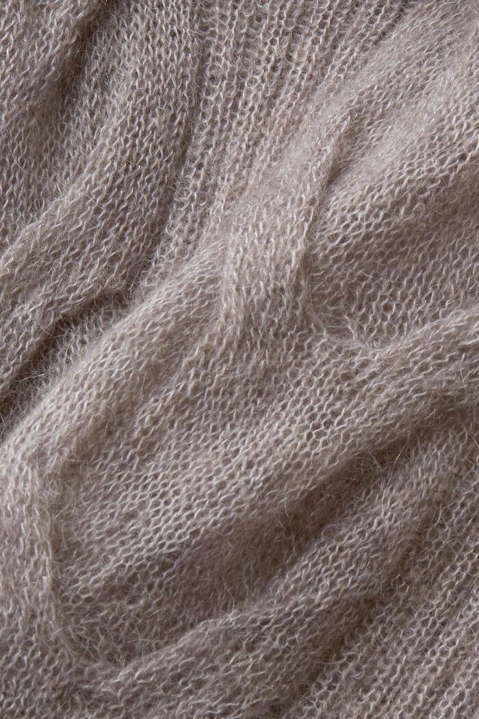 Cable-Knit Mohair-Blend Turtleneck, BROWN GREY, detail image number 5