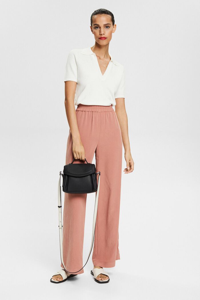 Wide-leg trousers with a crinkle finish