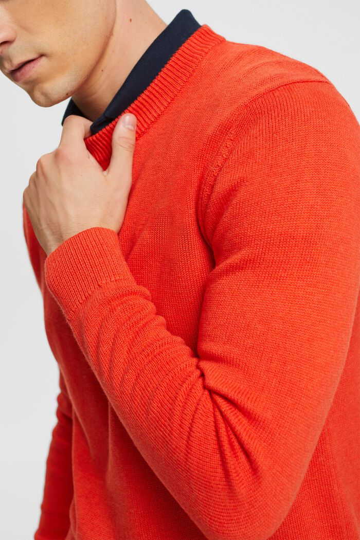 Sustainable cotton knit jumper, RED, detail image number 0