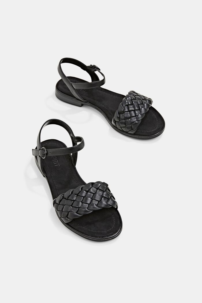 Sandals with braided straps, BLACK, detail image number 6