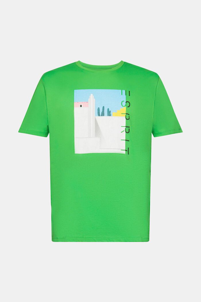 Cotton t-shirt with front print, GREEN, detail image number 6