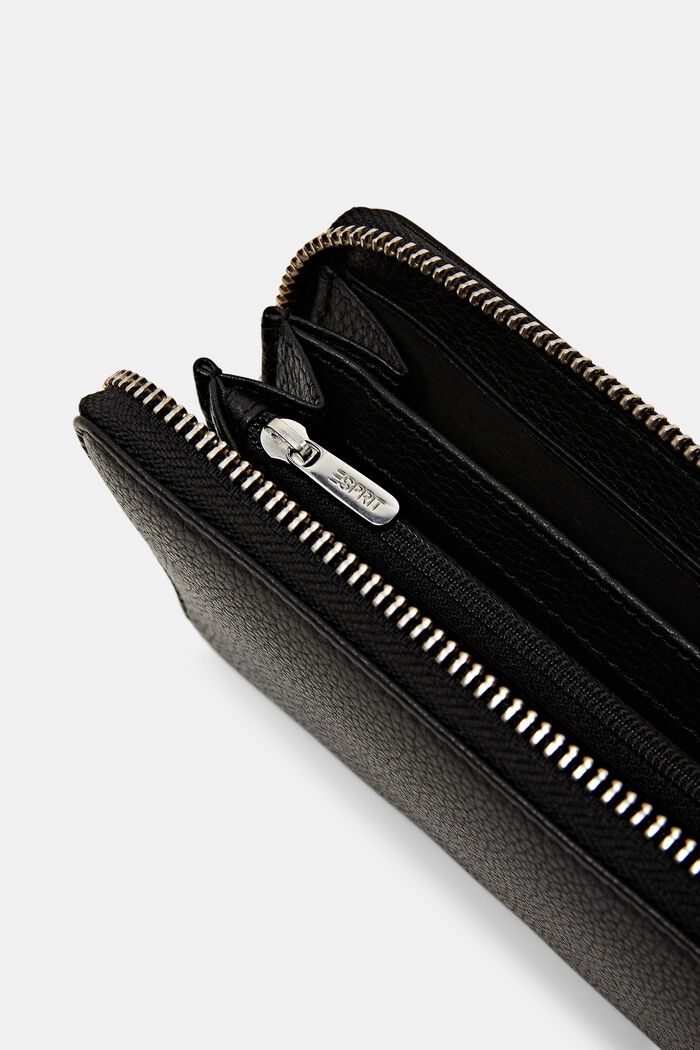 Large leather zip around purse, BLACK, detail image number 3