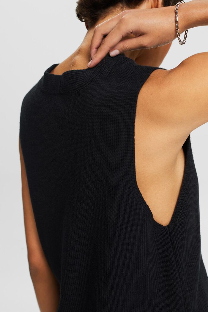 Rib-Knit V-Neck Sweater Vest, BLACK, detail image number 2