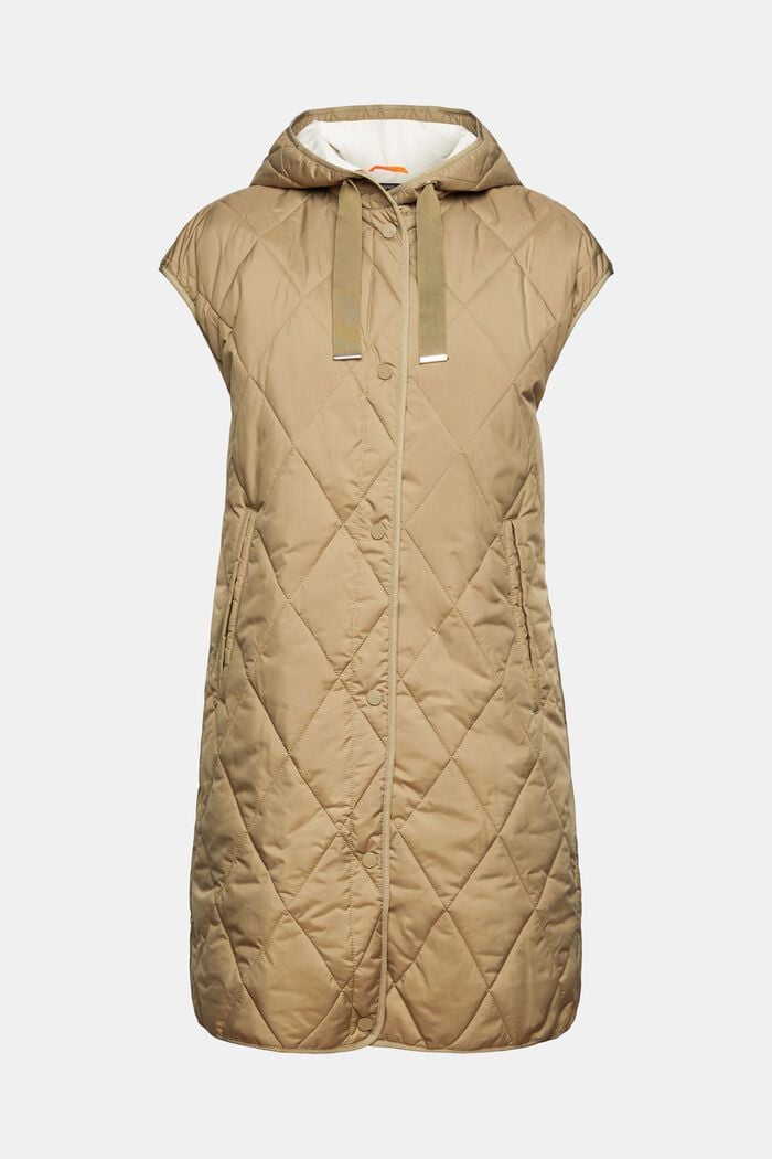 Made of recycled material: Quilted body warmer with padding, KHAKI GREEN, overview
