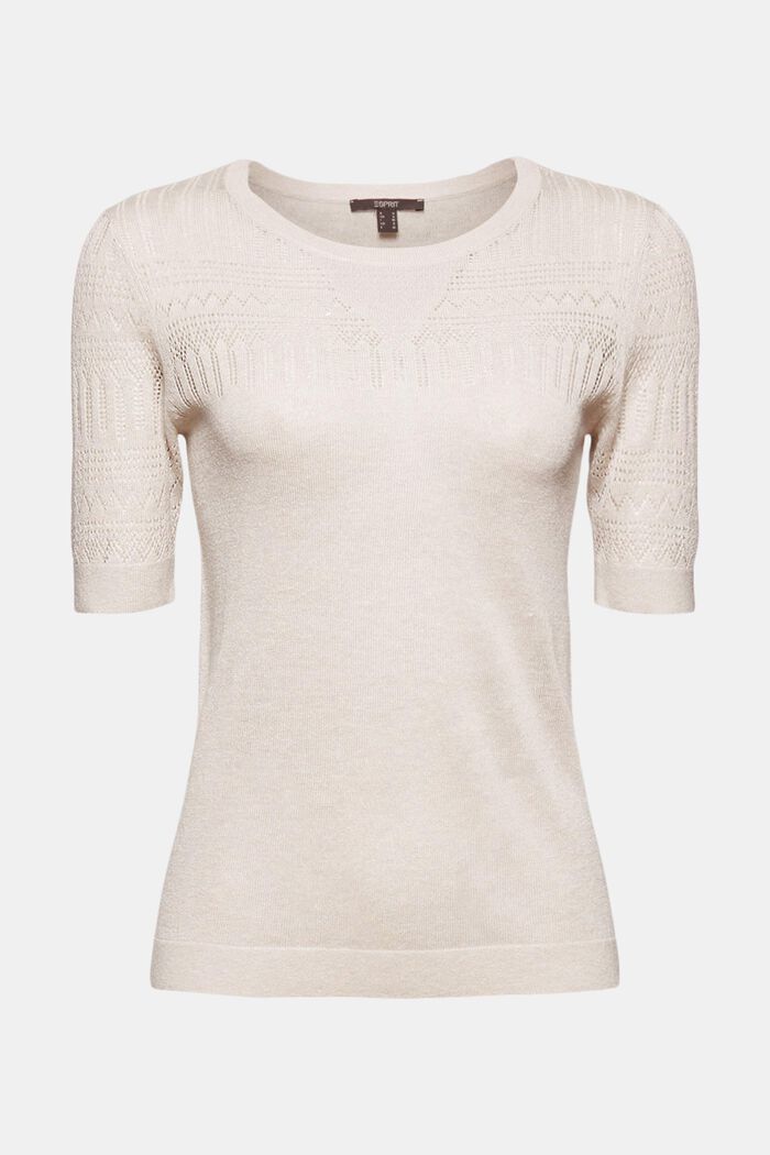 Linen blend: short sleeve jumper, OFF WHITE, overview