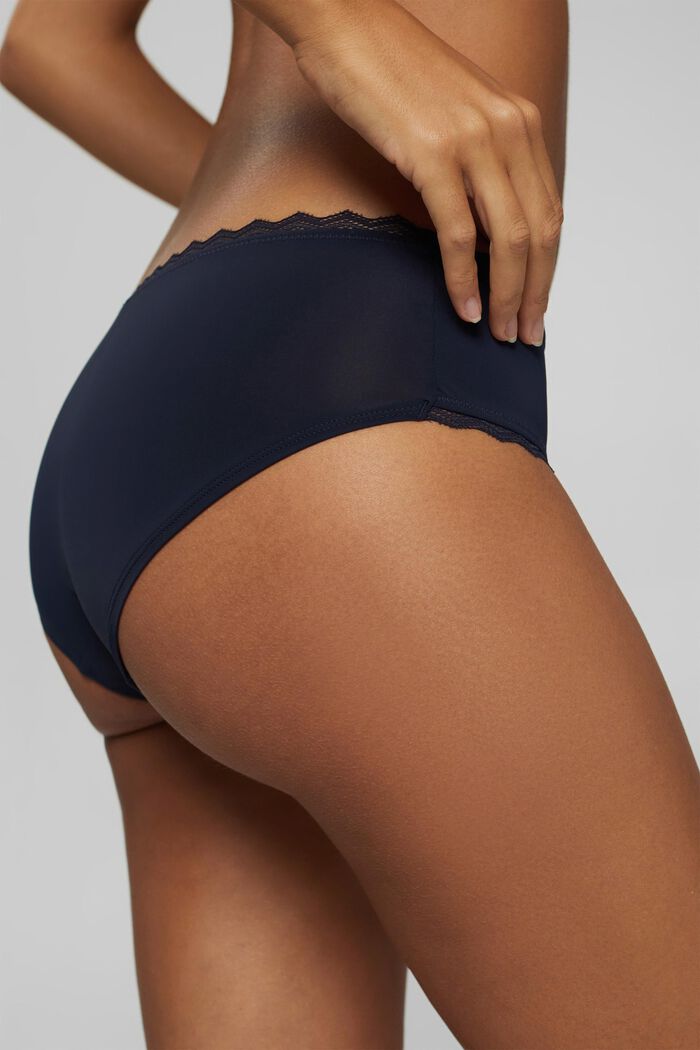 Hipster shorts with lace border, NAVY, detail image number 3