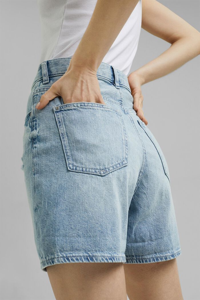 Denim shorts made of 100% organic cotton, BLUE LIGHT WASHED, detail image number 5