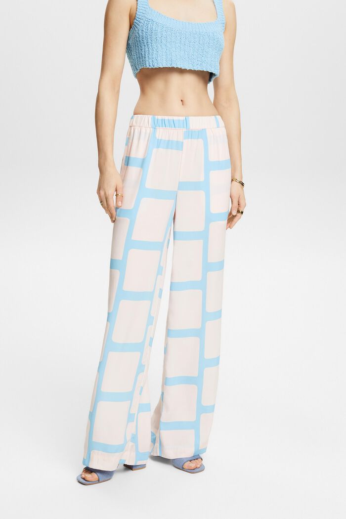 Printed Wide Leg Pants, LIGHT TURQUOISE, detail image number 0