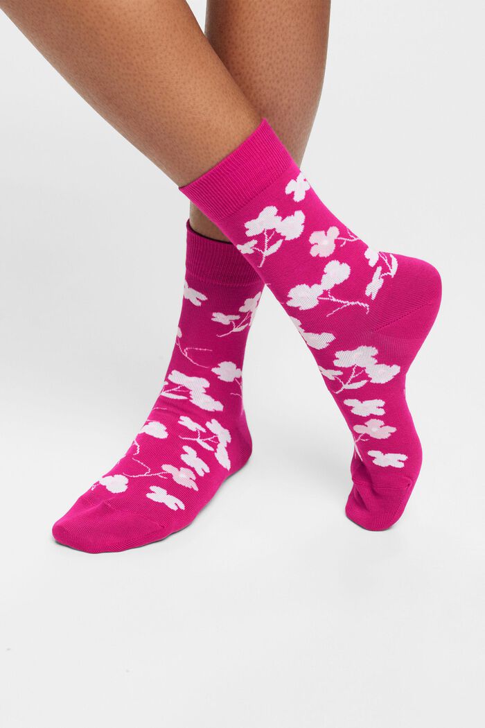 2-Pack Printed Chunky Knit Socks, PINK, detail image number 1