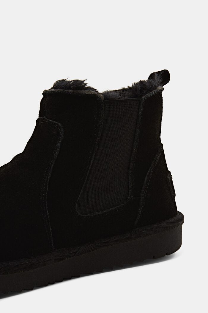 Suede boots with faux fur lining, BLACK, detail image number 2