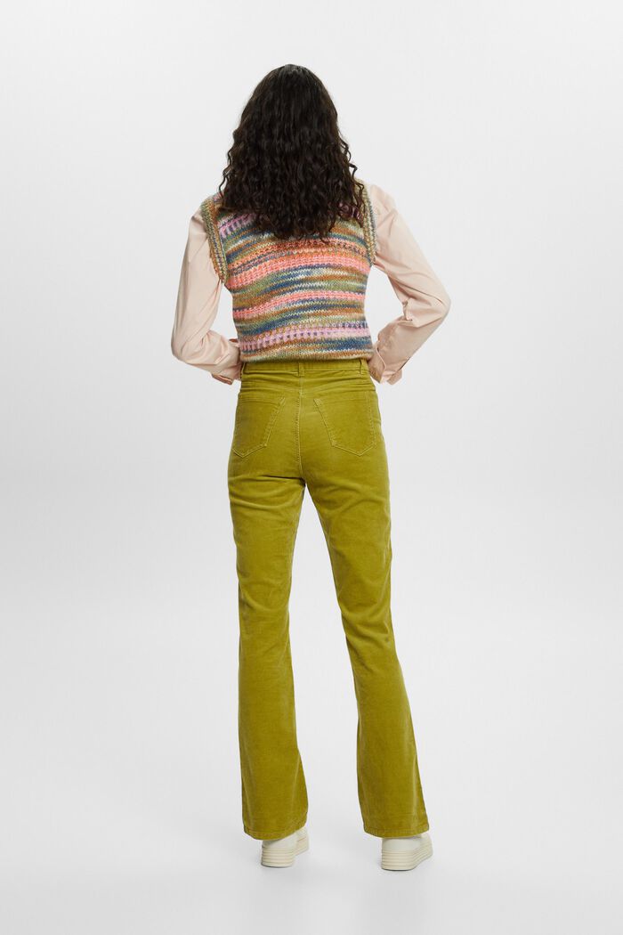 High-Rise Bootcut Fit Corduroy Trousers, PISTACHIO GREEN, detail image number 3