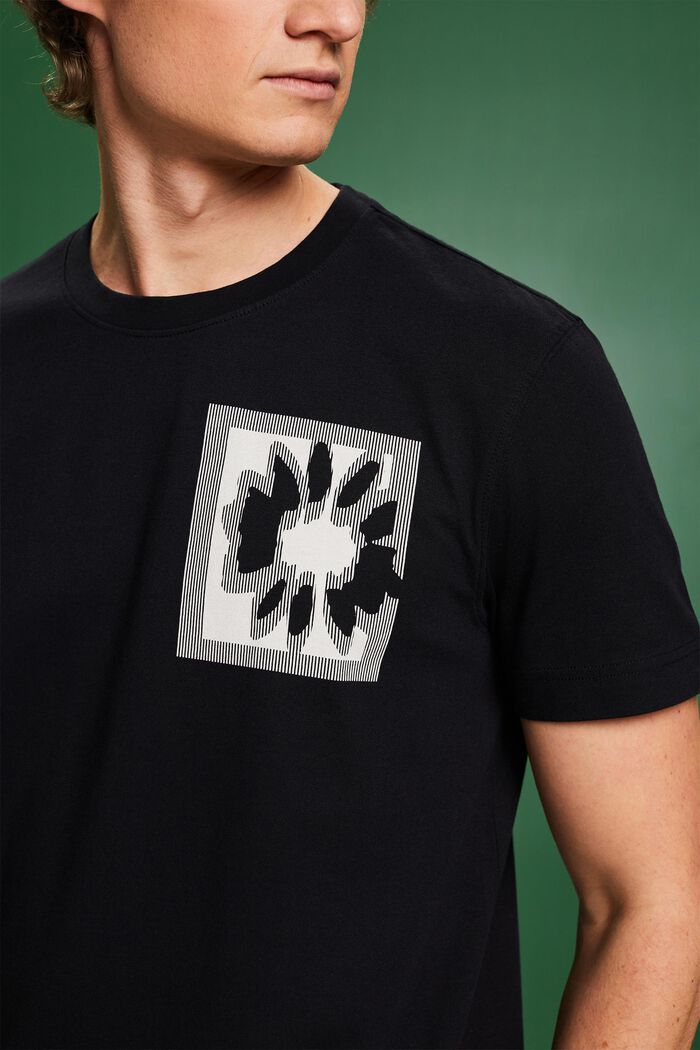 Floral Print Logo T-Shirt, BLACK, detail image number 3