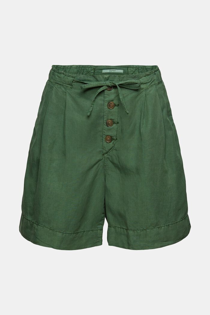 Linen blend: shorts with a button placket