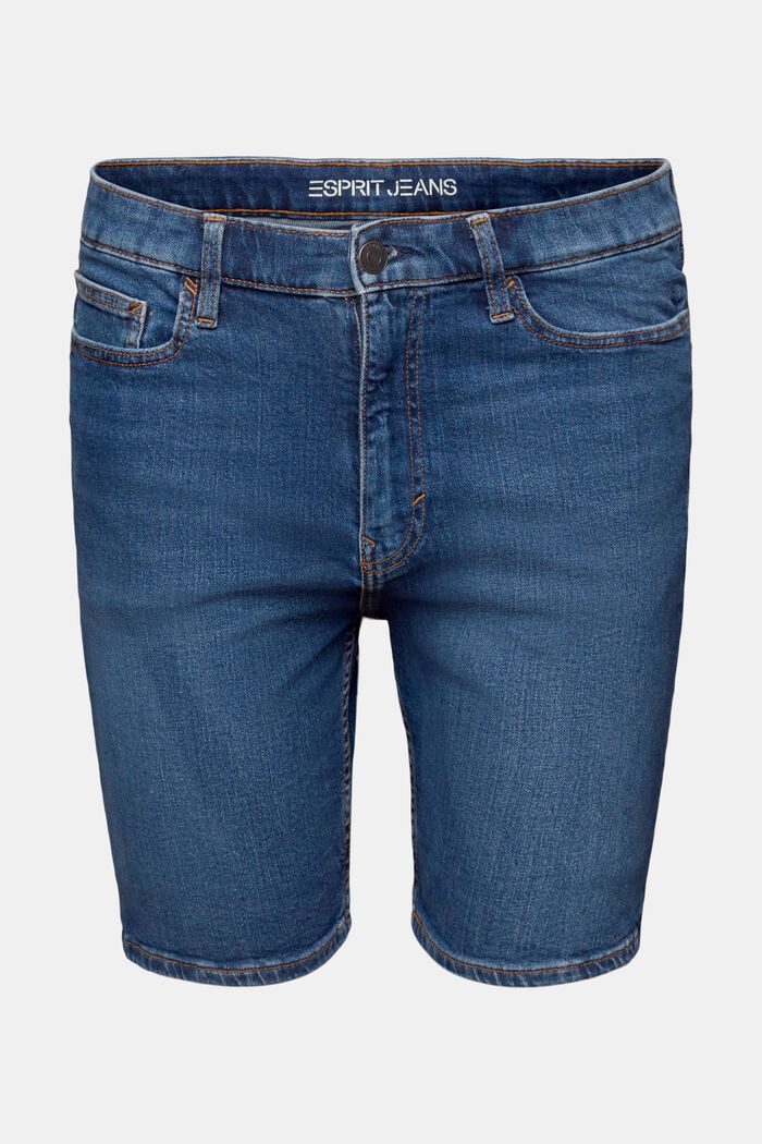 Mid-Rise Straight Denim Shorts, BLUE DARK WASHED, detail image number 7