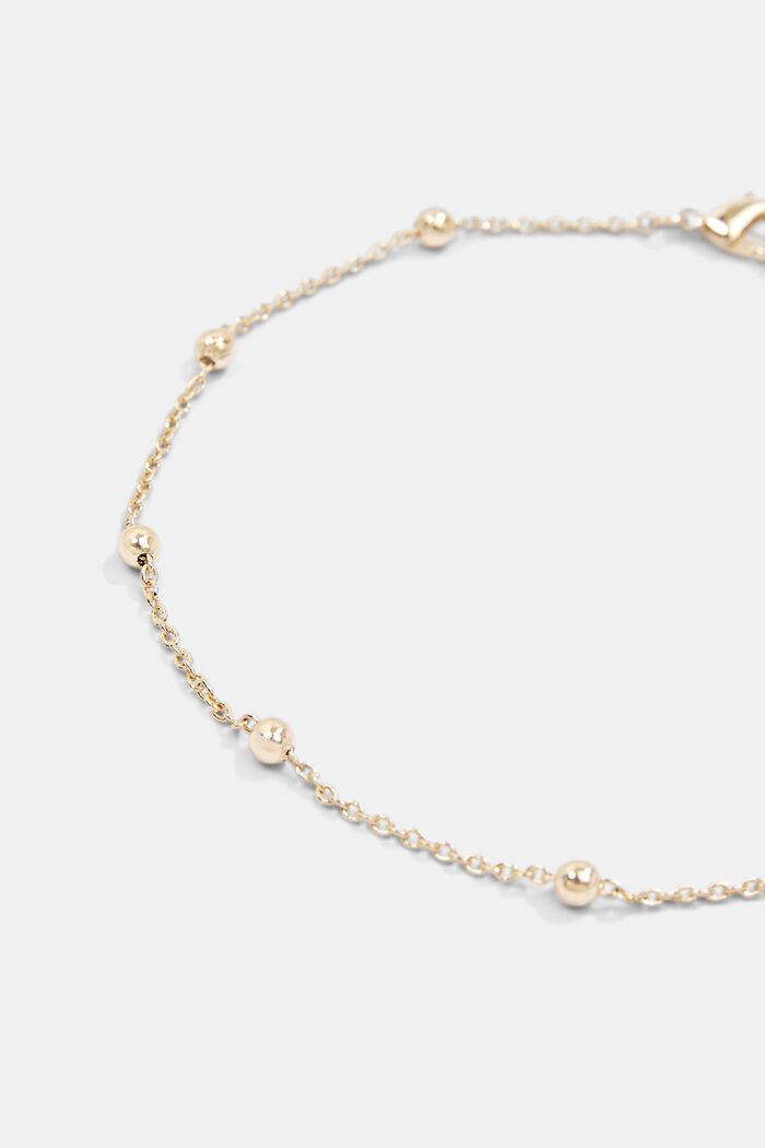 Anklet with gold tone metal beads, GOLD, detail image number 1