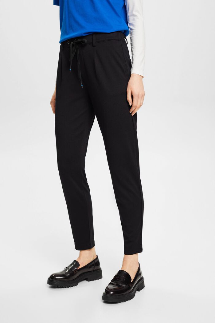 Stretch trousers with an elasticated waistband, BLACK, detail image number 0