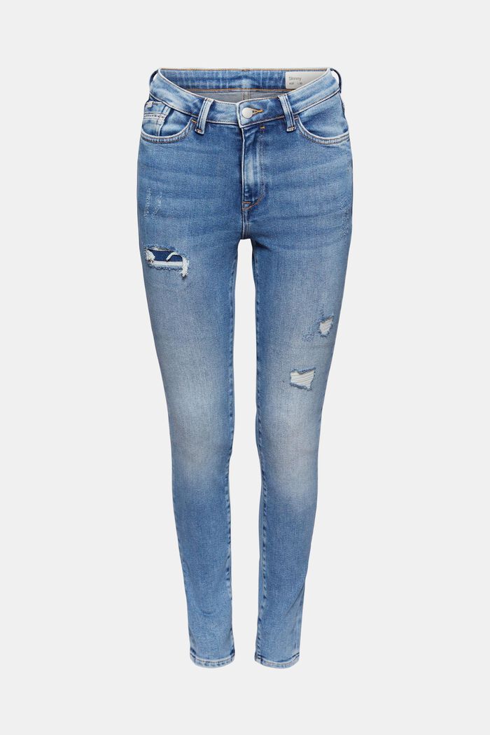 Skinny jeans in a distressed look, organic cotton