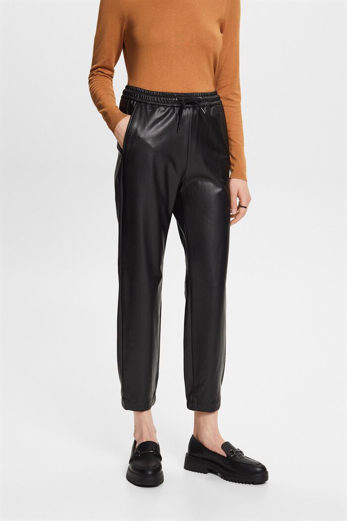 Faux leather jogging trousers, BLACK, detail image number 0