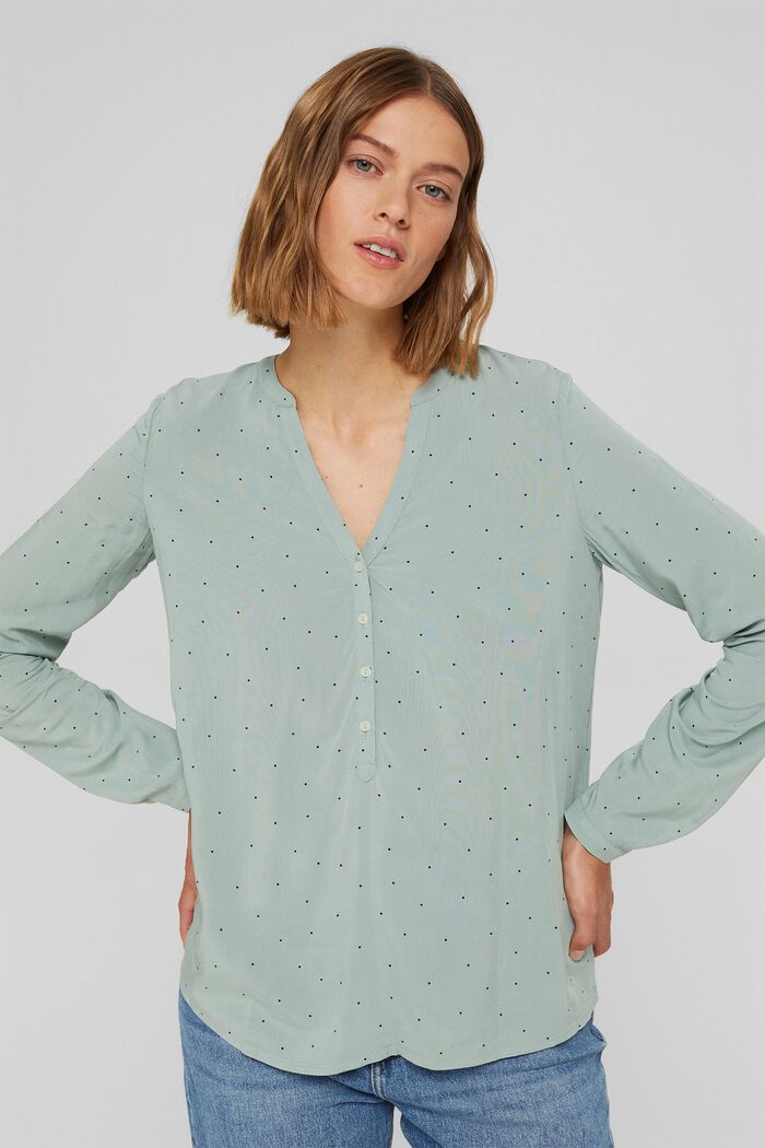 Henley blouse made of LENZING™ ECOVERO™, DUSTY GREEN, overview