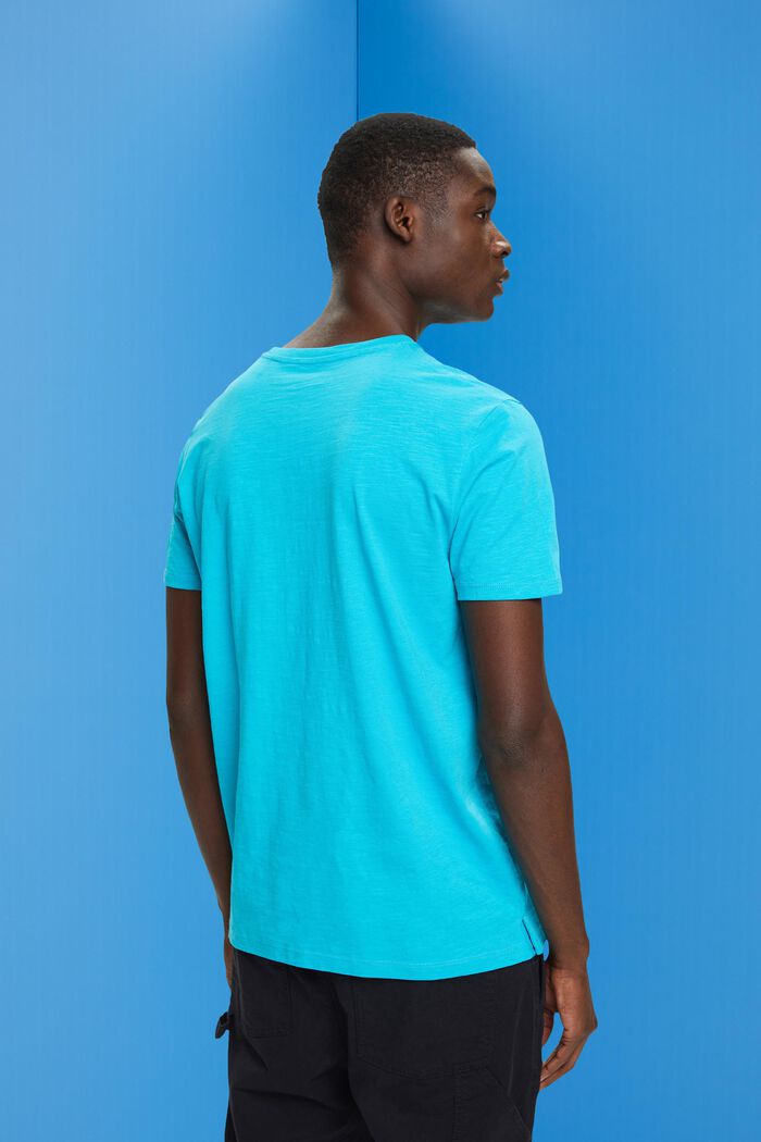 Cotton t-shirt with breast pocket, AQUA GREEN, detail image number 3