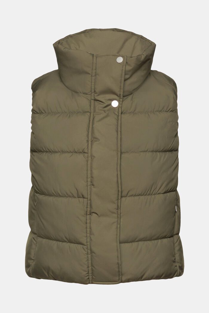 Cropped, quilted body-warmer, KHAKI GREEN, detail image number 6