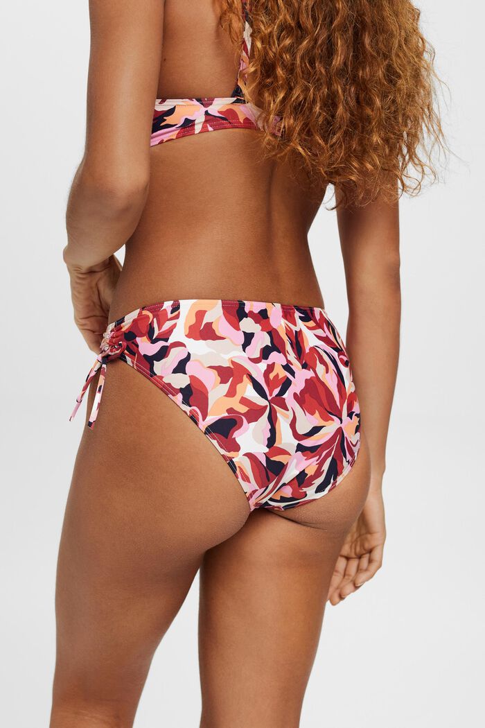 Carilo beach bikini bottoms with floral print, DARK RED, detail image number 3