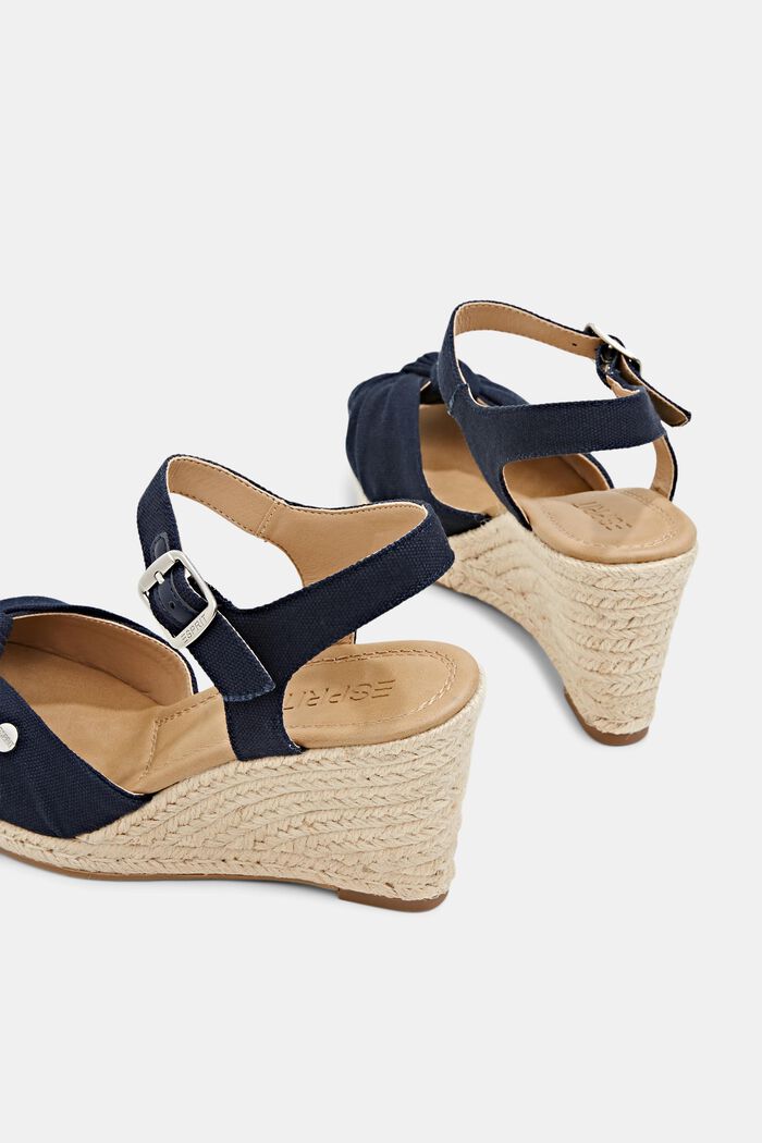 Wedge heel sandals with knot detail, NAVY, detail image number 5