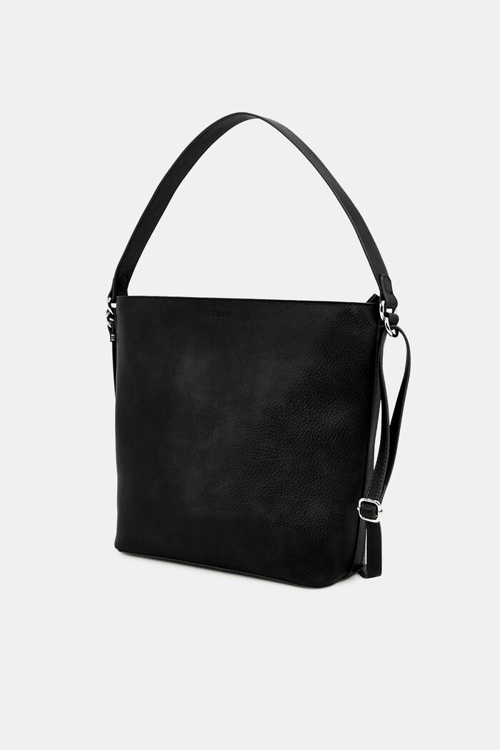 Faux Leather Hobo Shoulder Bag, BLACK, detail image number 1