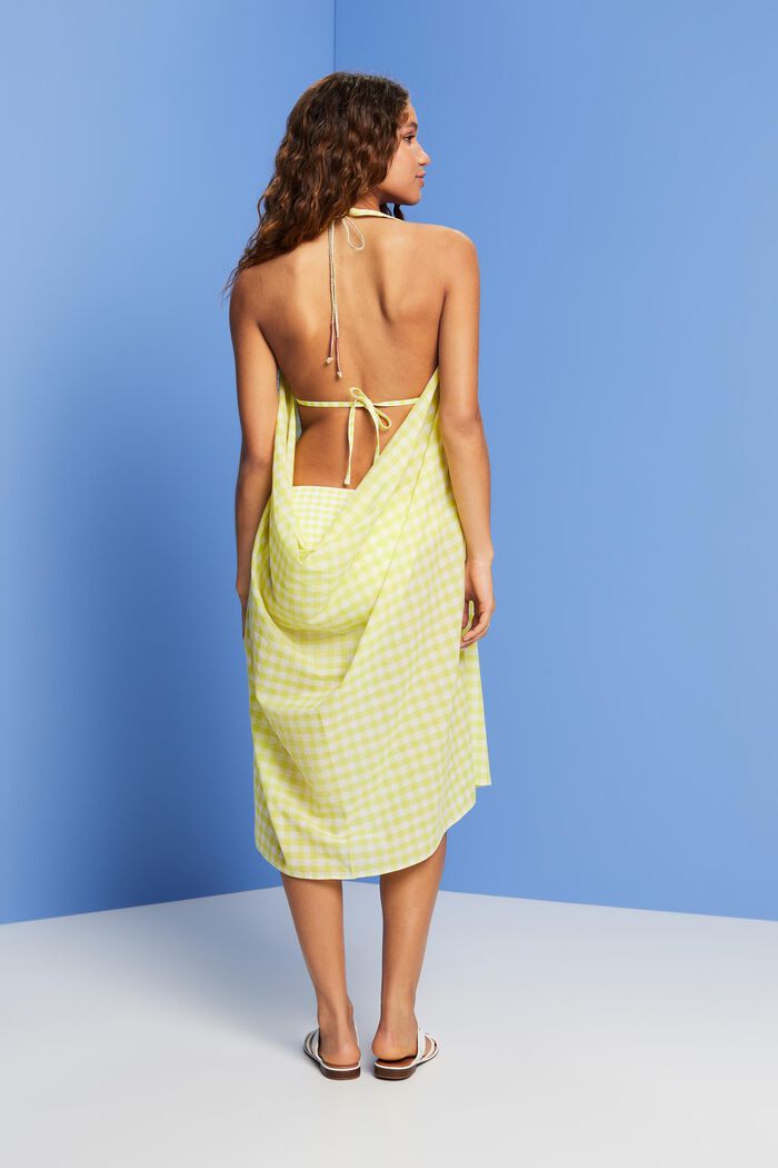 Printed Halterneck Beach Dress, LIME YELLOW, detail image number 1