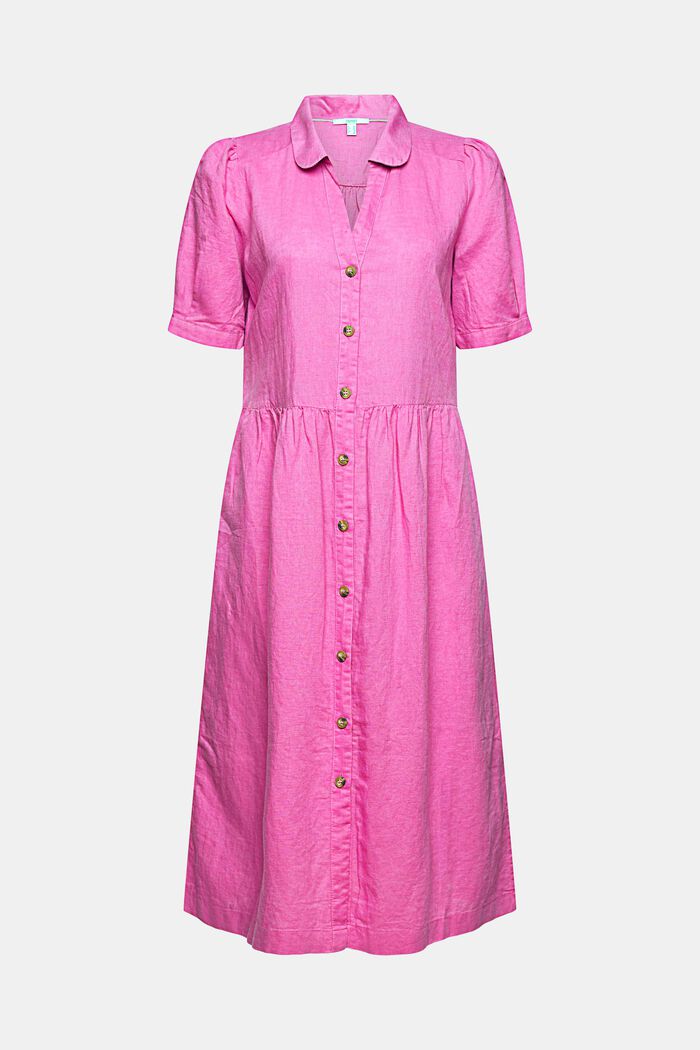 Made of blended linen: midi-length dress