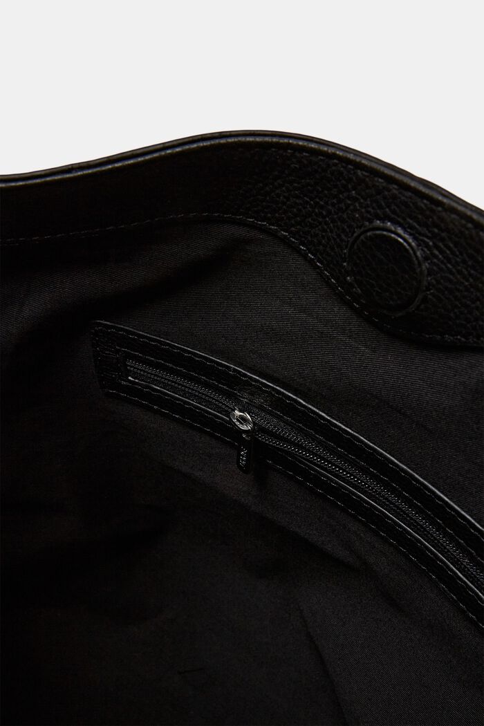 Leather shoulder bag with detachable handle, BLACK, detail image number 3