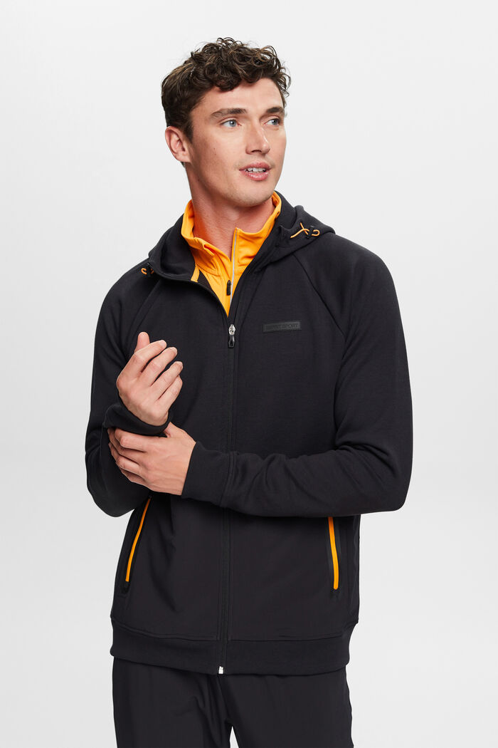 Zip-up hoodie, BLACK, detail image number 0