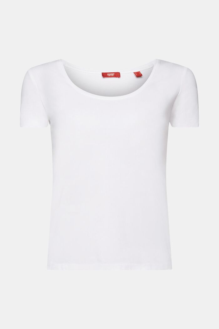 Scoop Neck T-Shirt, WHITE, detail image number 6