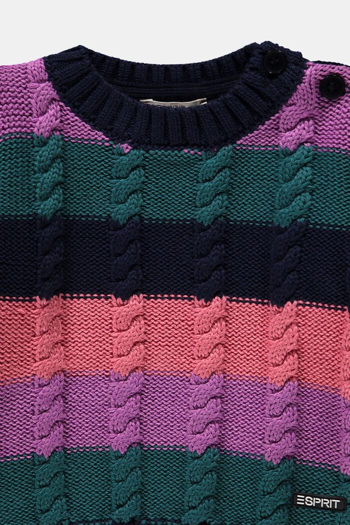 Cable knit striped jumper, NAVY, detail image number 2