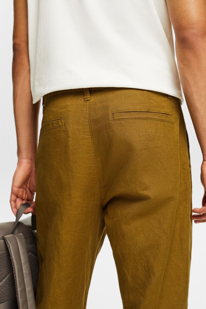 Linen-Cotton Straight Pant, OLIVE, detail image number 3