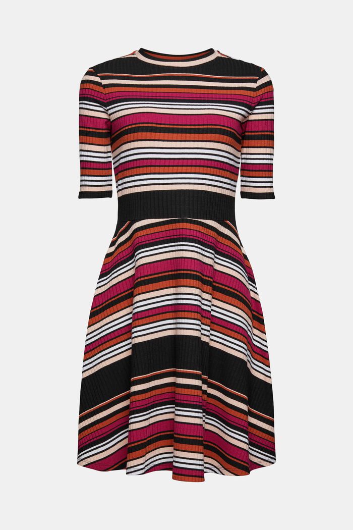 Ribbed jersey dress with stripes