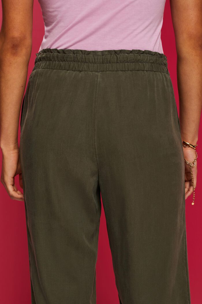 Trousers with an elasticated waistband, DARK KHAKI, detail image number 4