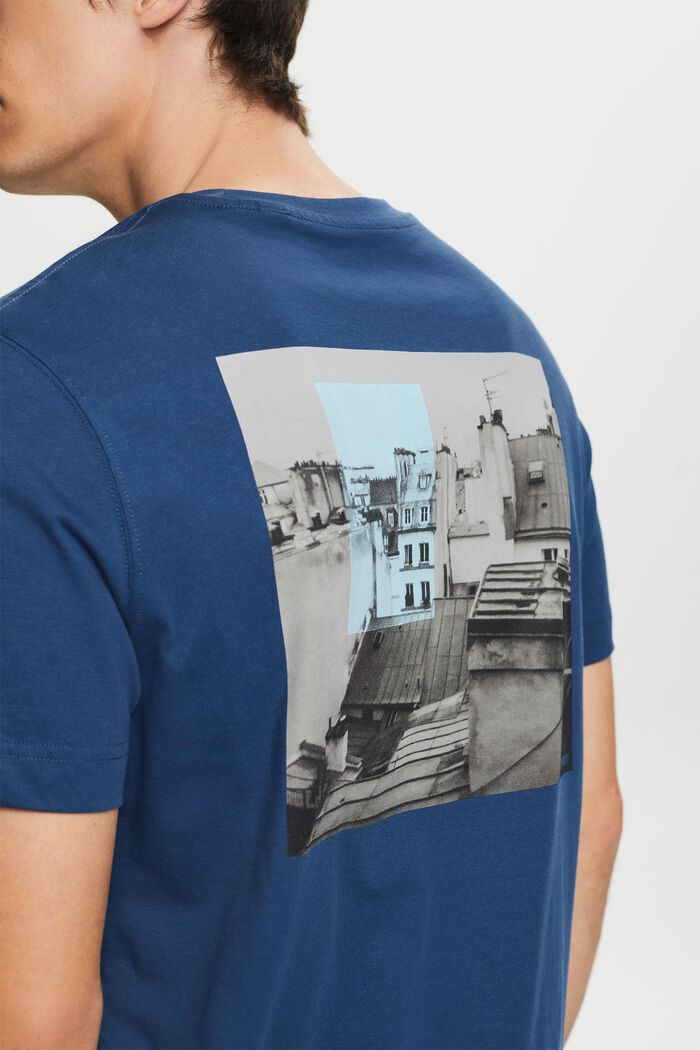 T-shirt with front and back print, GREY BLUE, detail image number 4