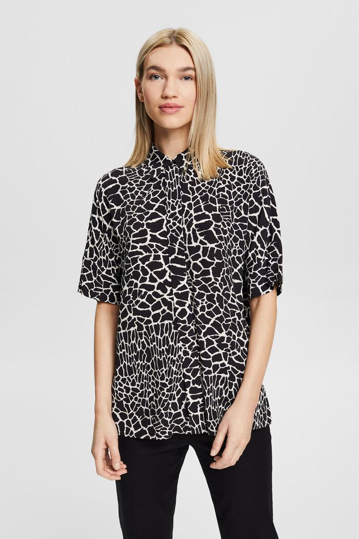 Oversized blouse with LENZING™ ECOVERO™, BLACK, detail image number 0