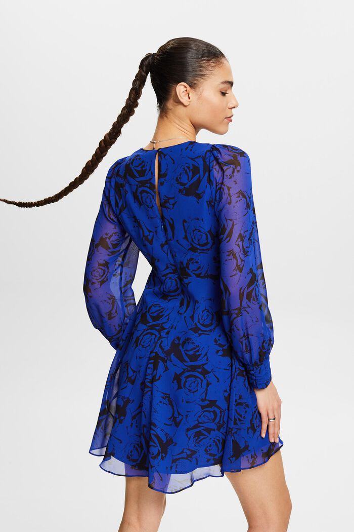 Printed V-Neck Mini Dress, BRIGHT BLUE, detail image number 2