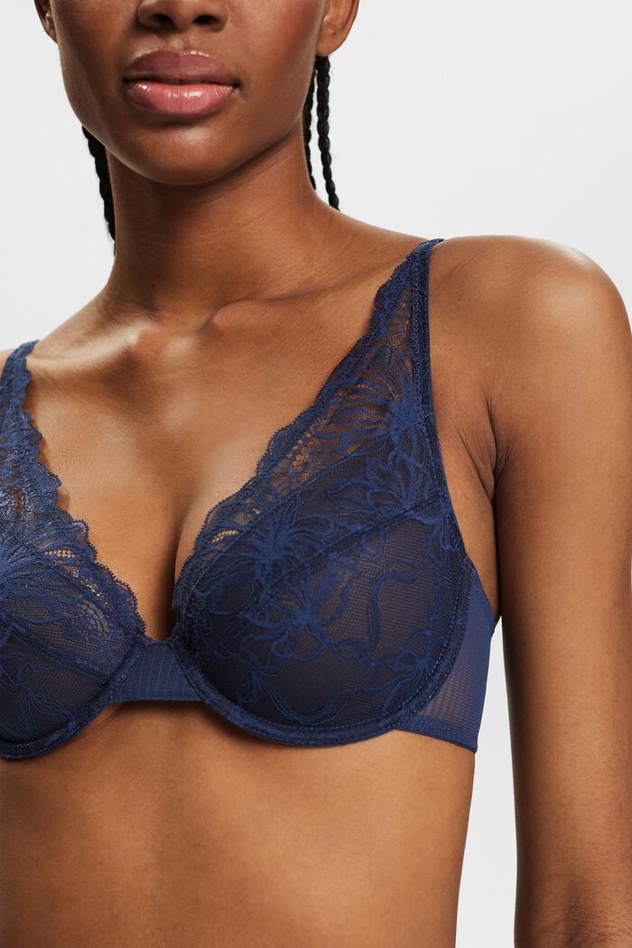 Lace Underwire Bra, NAVY, detail image number 2