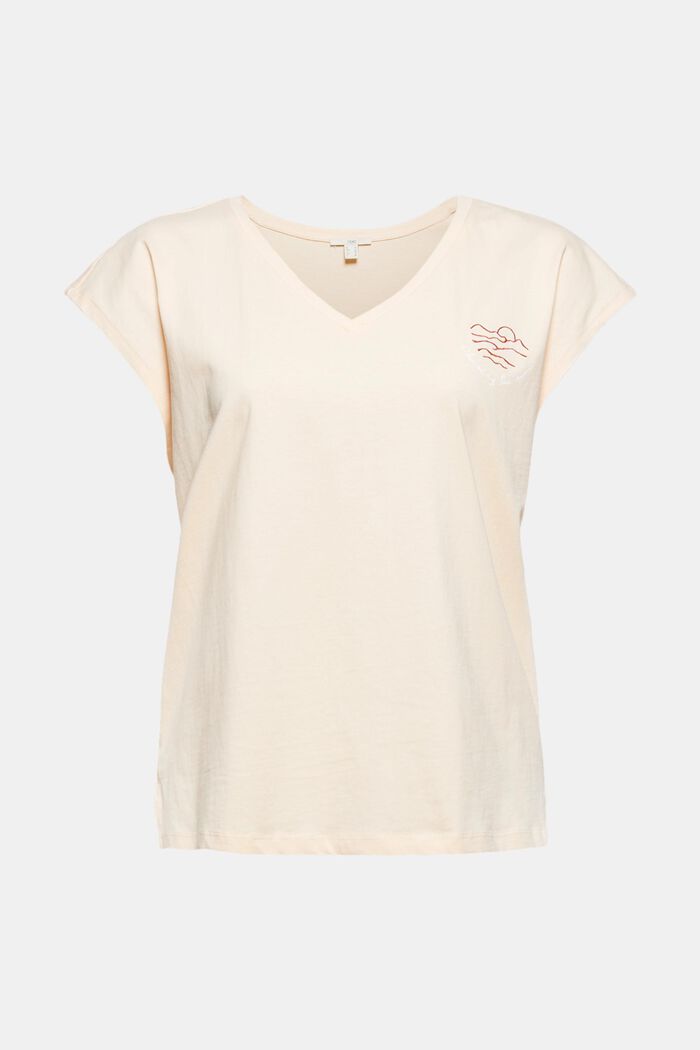 Top with embroidery, organic cotton, NUDE, detail image number 6