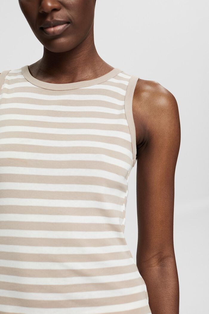 Sleeveless top with striped pattern, LIGHT TAUPE, detail image number 2