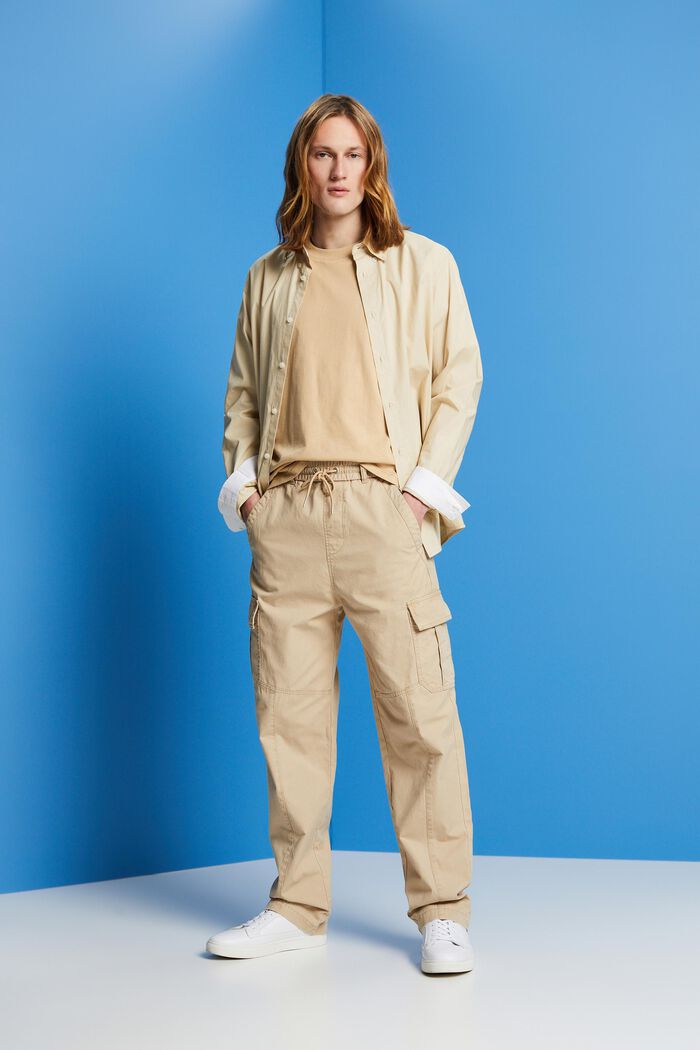 ESPRIT - Cotton jogger-style tapered cargo trousers at our online shop