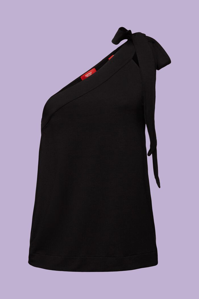One-Shoulder Jersey Top, BLACK, detail image number 6
