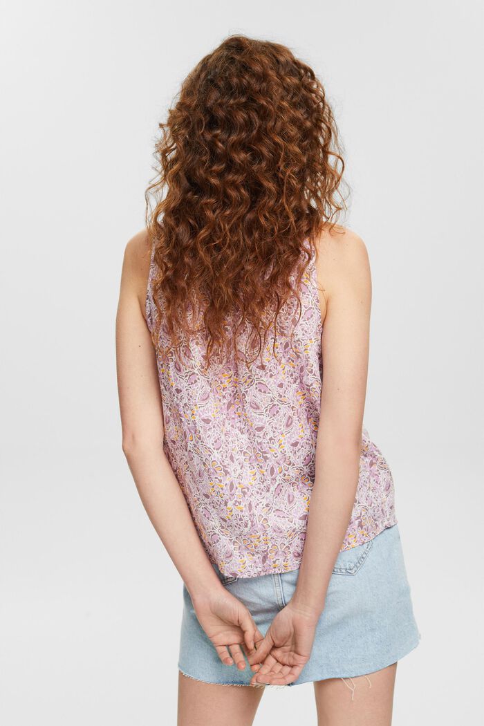 Blended linen blouse with a floral pattern, LILAC, detail image number 3