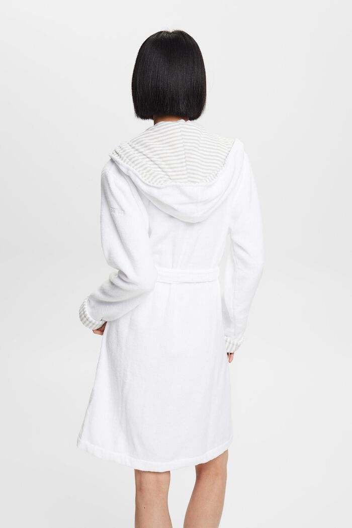 Terry cloth bathrobe with striped lining, WHITE, detail image number 3